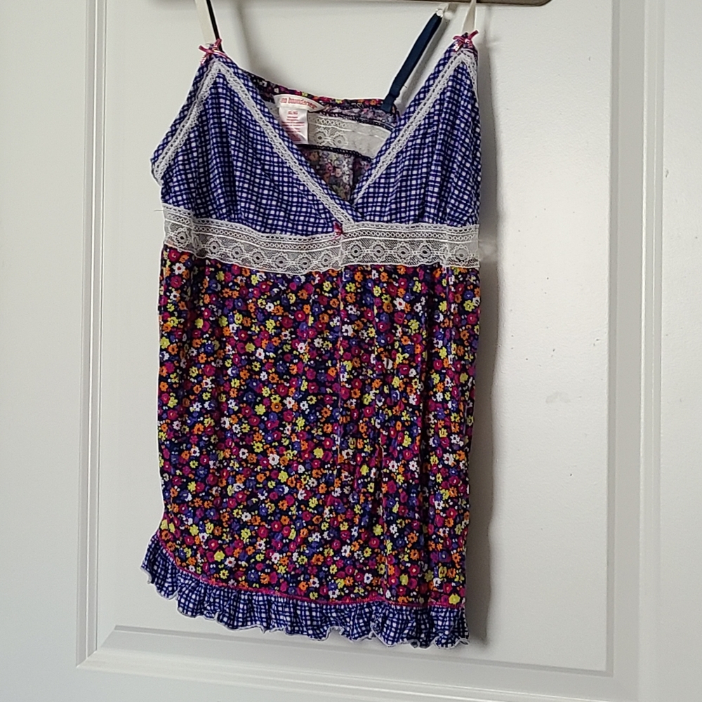 Floral and blue adjustable tank top